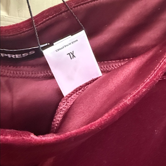 Express Editor Burgundy Wine Velvet Trouser High Rise Pants Size XL NWT $88 - Picture 4 of 7